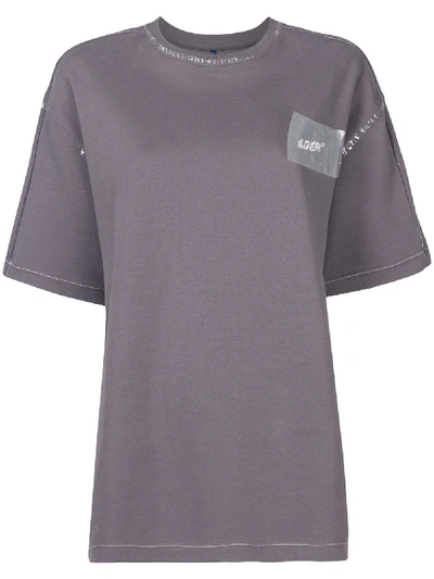 Shop Ader Error Oversized Logo Tape T-shirt In Grey