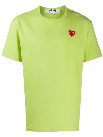 Shop Comme Des Garçons Play Heart Logo Cotton T-shirt In Green