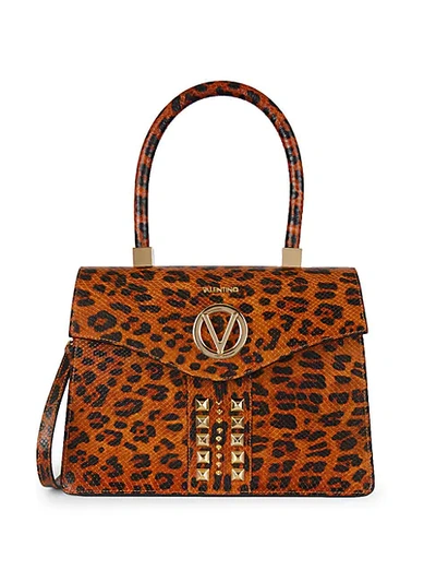 Shop Valentino By Mario Valentino Melanie Animalier Embossed-leather Leopard Satchel