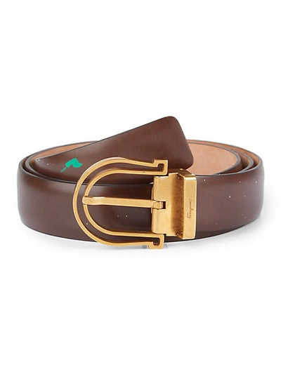 Shop Ferragamo Leather Belt In Brown