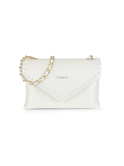 Shop Valentino By Mario Valentino Lynn Preciosa Dollaro Pebbled Leather Crossbody Bag In White