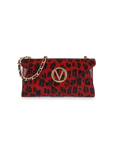 Shop Valentino By Mario Valentino Tatin Animalier Leather Envelope Crossbody Bag In Red