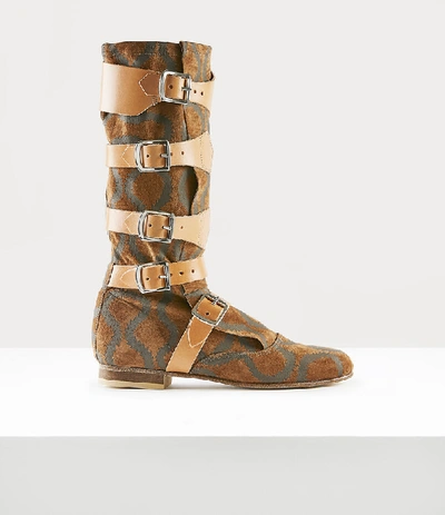 Shop Vivienne Westwood Pirate Boot Squiggle Tan/brown