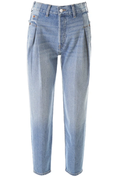 Shop Re/done Pleated Baggy Jeans In Medium 7 (light Blue)