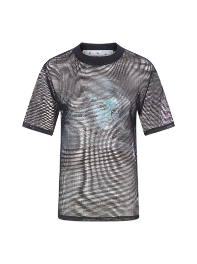 Shop Off-white Panther Draped Net T-shirt In Black Blue