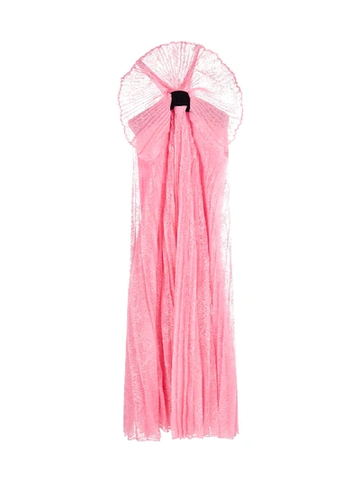 Shop Givenchy Pleated Lace Evening Gown In Bubble Gum