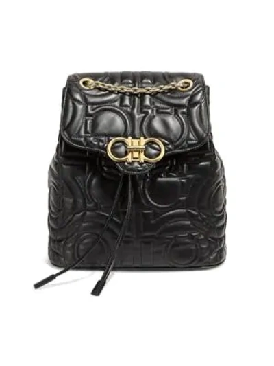 Shop Ferragamo Quilted Chainlink Backpack In Nero