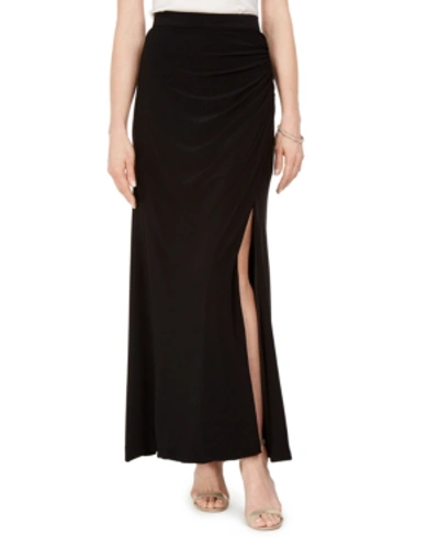 Shop Adrianna Papell Ruched Maxi Skirt In Black