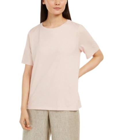 Shop Eileen Fisher Cotton T-shirt, Regular & Petite Sizes In Powder