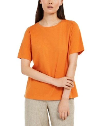 Shop Eileen Fisher Cotton T-shirt, Regular & Petite Sizes In Squash