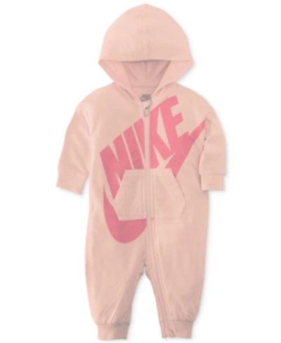 Shop Nike Baby Boys And Girls Play All Day Hooded Coverall In Echo Pink