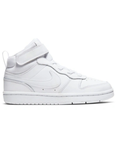 Shop Nike Little Kids Court Borough Mid 2 Stay-put Closure Casual Sneakers From Finish Line In White