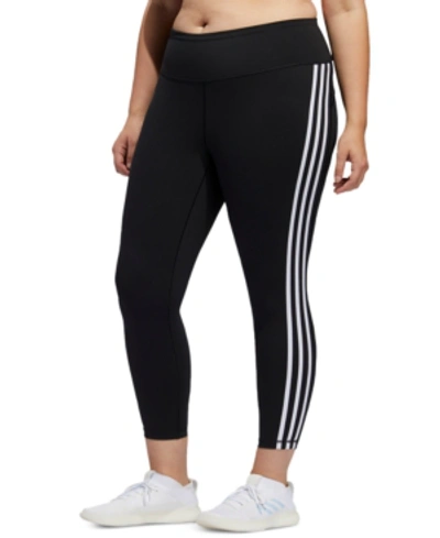 Shop Adidas Originals Adidas Plus Size Believe This 3-stripe High-rise Leggings In Black