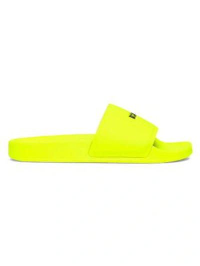 Shop Msgm Micro-logo Pool Slides In Neon Yellow