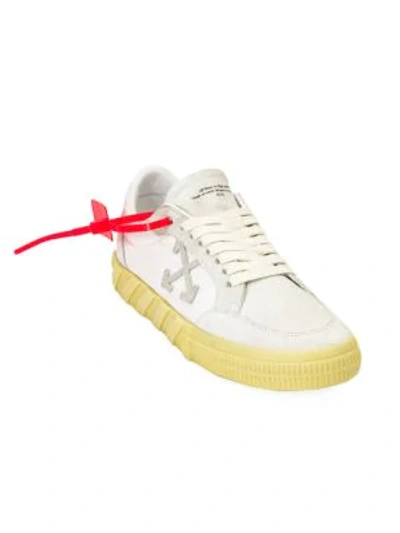 Shop Off-white Low Vulcanized Leather Sneakers In White Gold