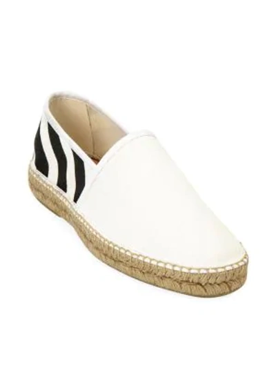 Shop Off-white Diagonal Stripe Canvas Espadrilles In White