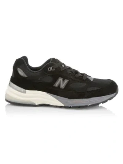 Shop New Balance Men's Made Us 992 Suede & Mesh Sneakers In Black