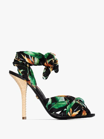 Shop Dolce & Gabbana Multicoloured 105 Jungle Print Satin Sandals In Green