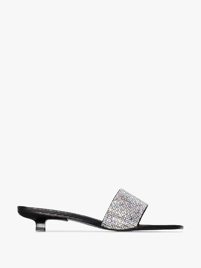 Shop By Far Black Ceni 30 Crystal Leather Mules