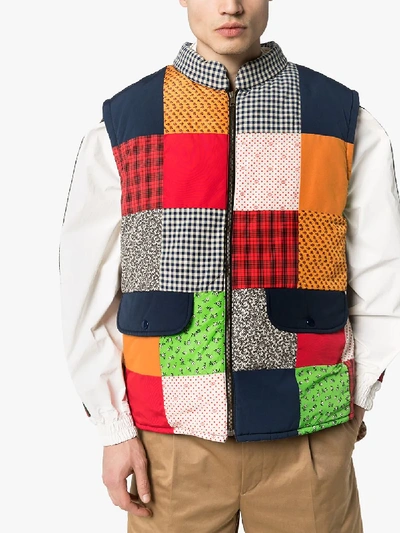 Shop Gucci Quilted Patchwork Gilet In Multicolour
