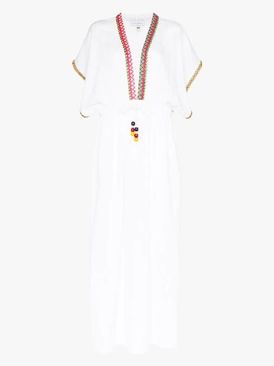 Shop Mira Mikati Embroidered V-neck Maxi Dress In White