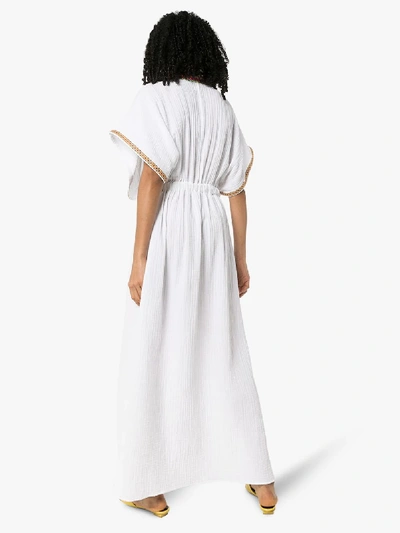 Shop Mira Mikati Embroidered V-neck Maxi Dress In White