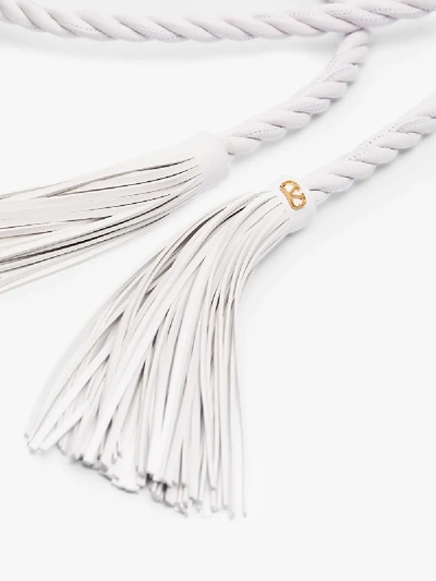 Shop Valentino Garavani White Garavani Leather Rope Tassel Belt
