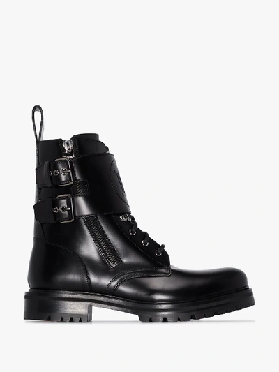 Shop Balmain Black Double Strap Ranger Boots