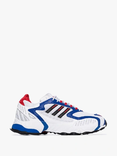 Shop Adidas Originals White, Blue And Red Torsion Trdc Sneakers