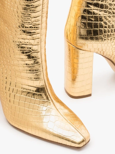 Shop Paris Texas Gold 100 Mock Croc Leather Boots