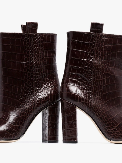 Shop Paris Texas Brown 100 Mock Croc Leather Ankle Boots In Red