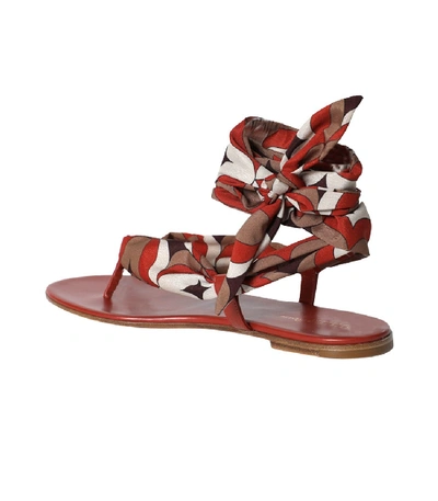 Shop Gianvito Rossi Silk Scarf Ankle-tie Sandal In Multicolor