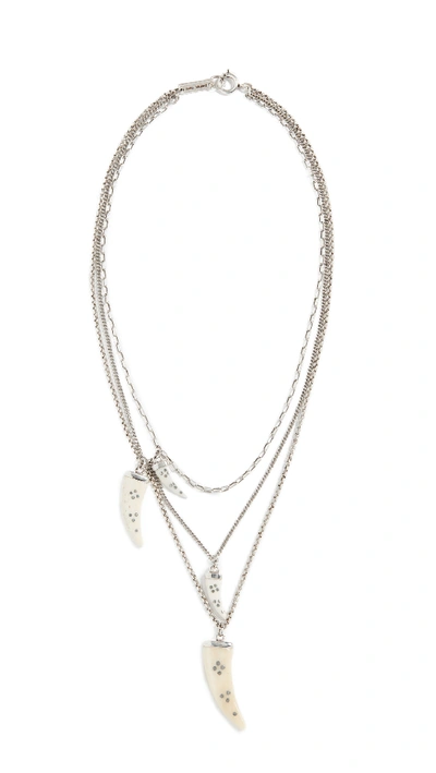 Shop Isabel Marant Aimable Necklace In Ecru/silver