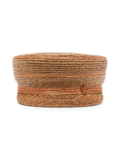 Shop Maison Michel Abby Straw Baker Boy Hat In Brown