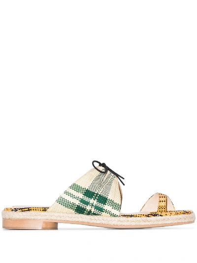 Shop Rosie Assoulin Check-pattern Slip-on Sandals In Orange