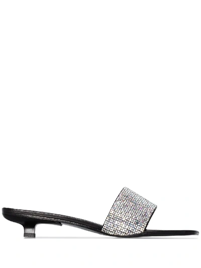 Shop By Far Ceni 30 Crystal Strap Mule Sandals In Black
