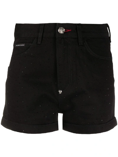 Shop Philipp Plein Crystal-embellished Hot Pants In Black