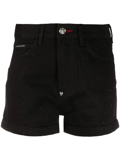 Philipp Plein Crystal-embellished Hot Pants In Black