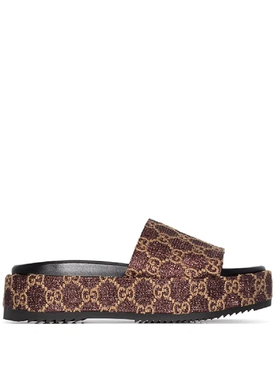 Shop Gucci Angelina 50 Flatform Sandals In Brown