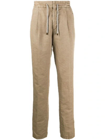 Shop Brunello Cucinelli Drawstring Trousers In Neutrals