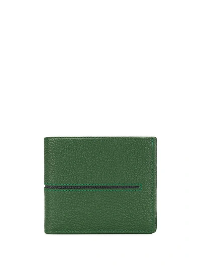 Shop Tod's Stripe Bi-fold Wallet In Green
