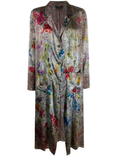 Shop Avant Toi Floral Tapestry-print Coat In Grey