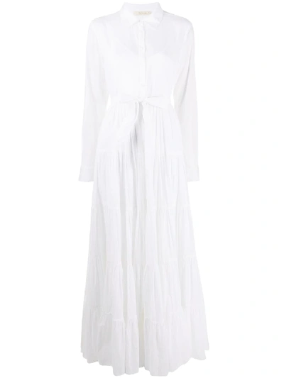 Shop Mes Demoiselles Long-sleeve Flared Shirt Dress In White