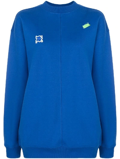 Shop Ader Error Logo-patch Oversized Sweatshirt In Blue