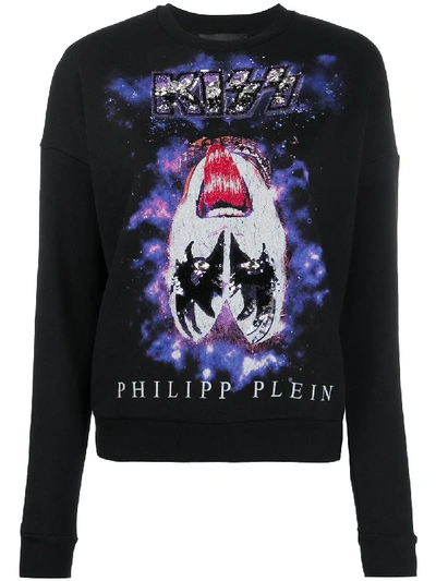 Shop Philipp Plein Kiss Long Sleeve Sweatshirt In Black