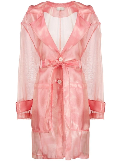 Shop Altea Sheer Trench Coat In Pink