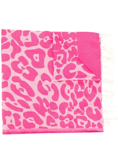 Shop Mc2 Saint Barth 'foutas' Schal Mit Leopardenmuster In Pink