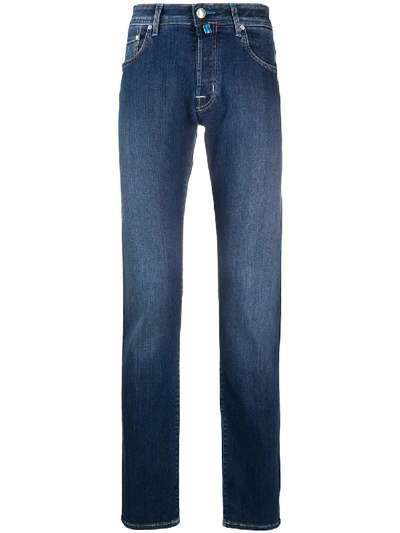 Shop Jacob Cohen Comfort Mid-rise Straight-leg Jeans In Blue