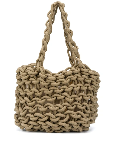 Shop Alienina Woven Rope Tote Bag In Neutrals