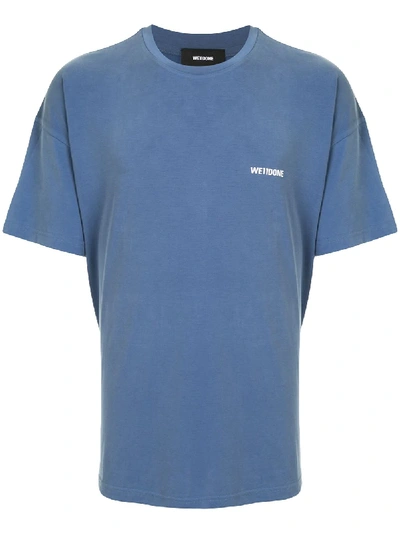 Shop We11 Done Crew Neck Logo T-shirt In Blue